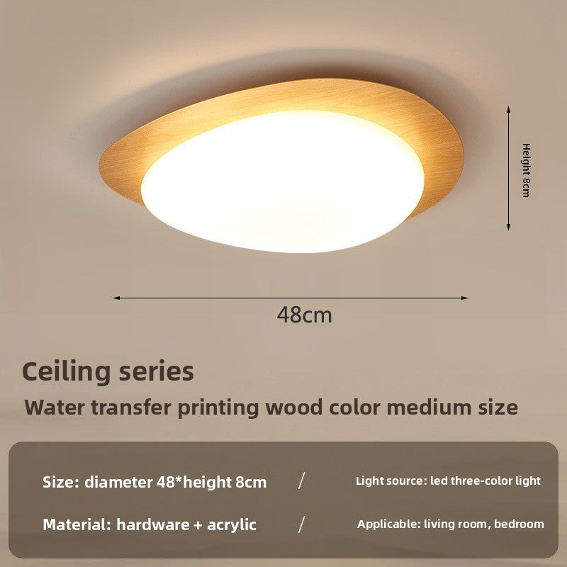 Modern Wood Grain LED Ceiling Light with Smart Dimming