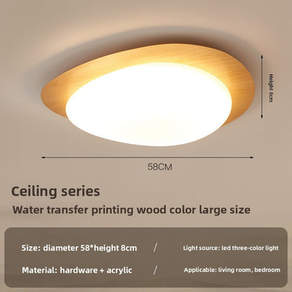 Modern Wood Grain LED Ceiling Light with Smart Dimming