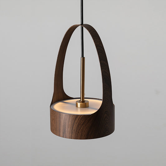 Modern Wood Grain LED Pendant Light