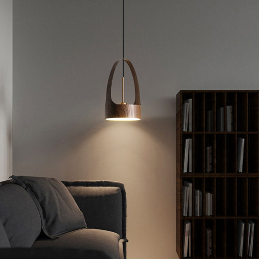 Modern Wood Grain LED Pendant Light