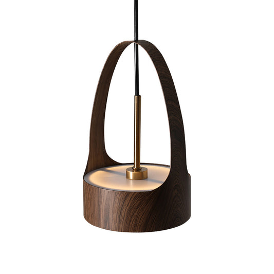 Modern Wood Grain LED Pendant Light