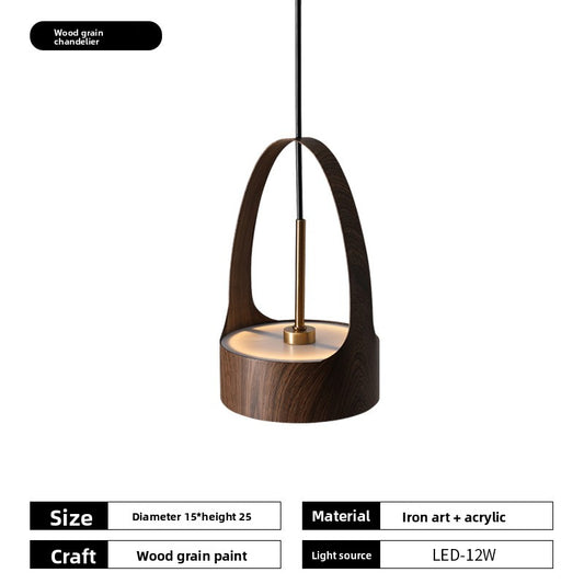 Modern Wood Grain LED Pendant Light