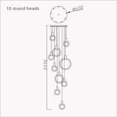 Modern Wooden LED Chandelier for Stairwell and Villa