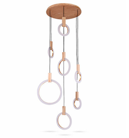 Modern Wooden LED Chandelier for Stairwell and Villa
