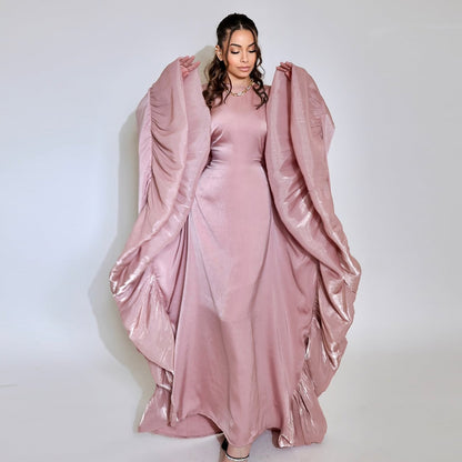 Modest Satin Long Dress with Belt