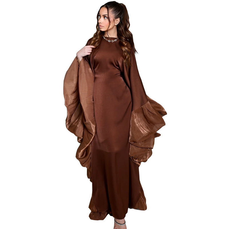 Modest Satin Long Dress with Belt
