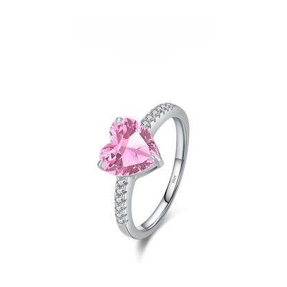 Modian Accessible Luxury S925 Sterling Silver Super Flash 2 Carat Heart Ring for Women K-Style Sweet Heart-Shaped Proposal Diamond Ring Wholesale