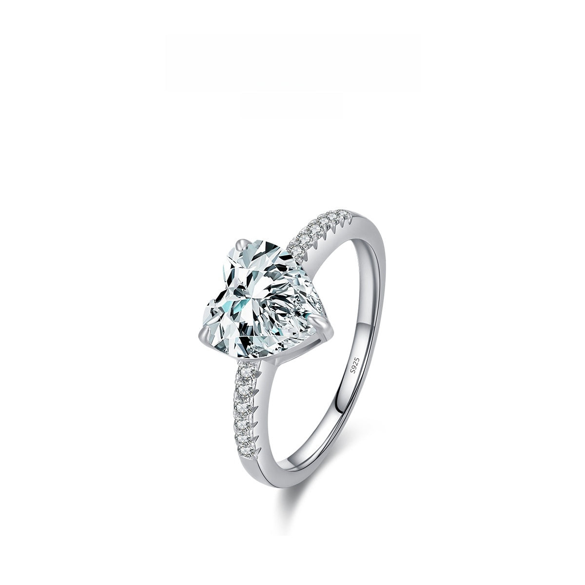 Modian Accessible Luxury S925 Sterling Silver Super Flash 2 Carat Heart Ring for Women K-Style Sweet Heart-Shaped Proposal Diamond Ring Wholesale