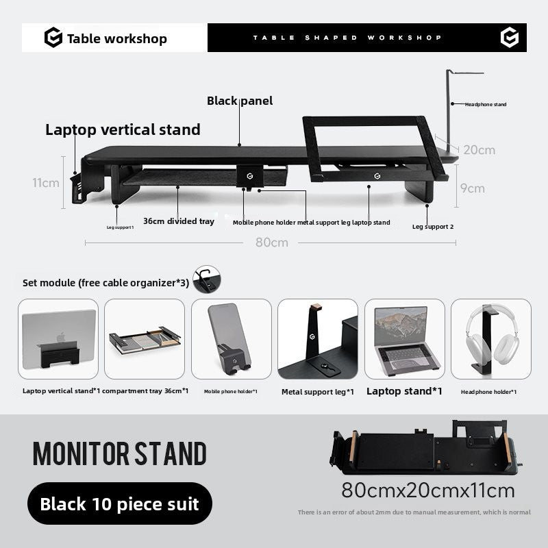 Modular Monitor Stand Desk with Storage