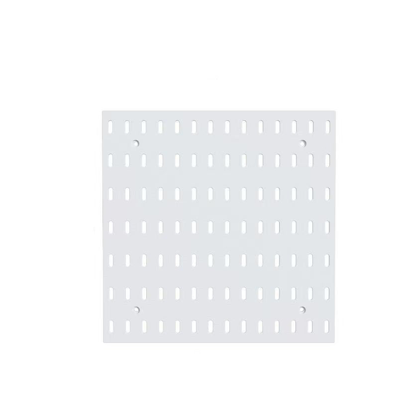 Modular Perforated Wall Storage Organizer with Hooks and Boxes