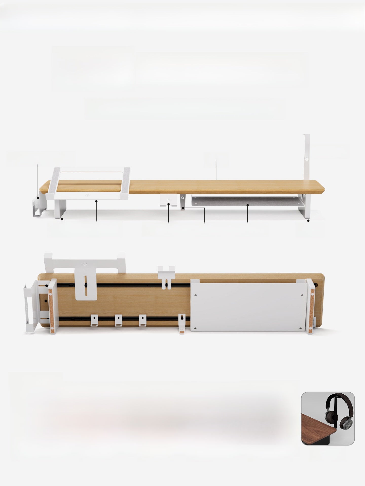 Modular Solid Wood Monitor Riser Stand with Accessory Compatibility