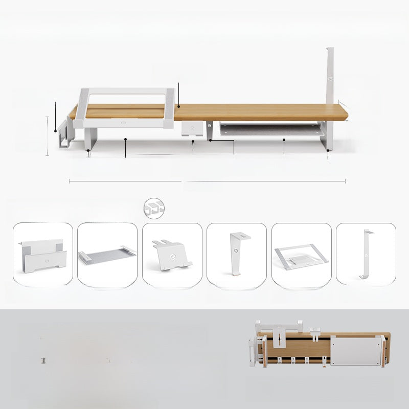 Modular Solid Wood Monitor Riser Stand with Accessory Compatibility