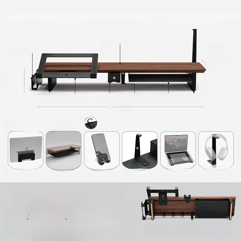 Modular Solid Wood Monitor Riser Stand with Accessory Compatibility