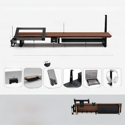 Modular Solid Wood Monitor Riser Stand with Accessory Compatibility