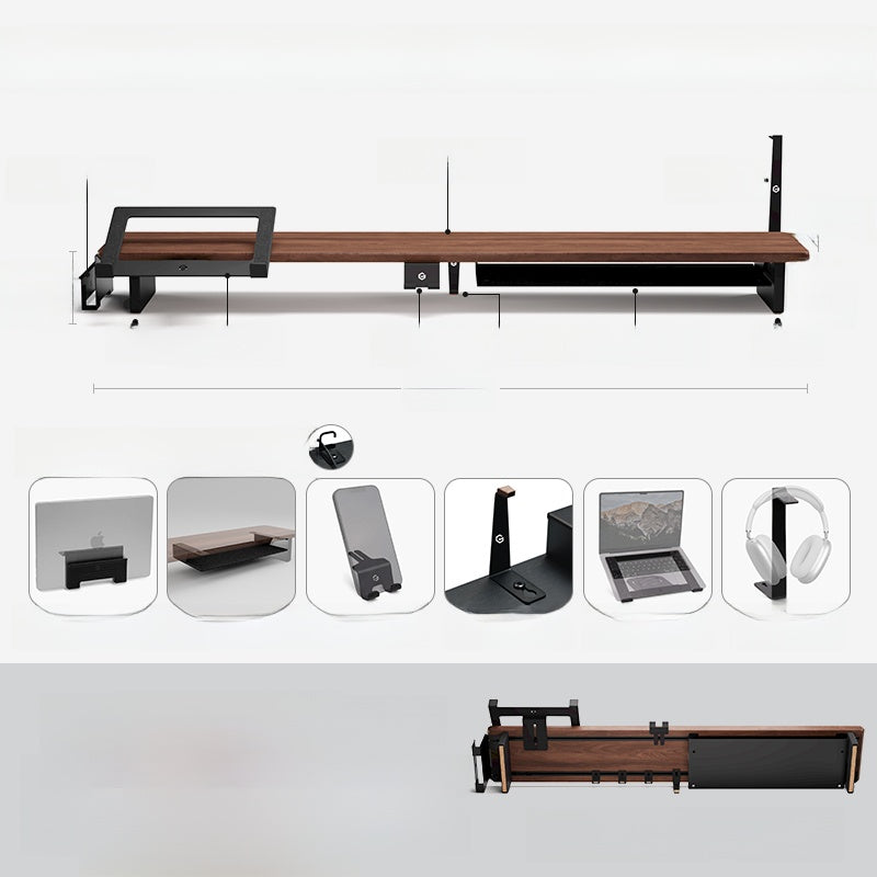 Modular Solid Wood Monitor Riser Stand with Accessory Compatibility