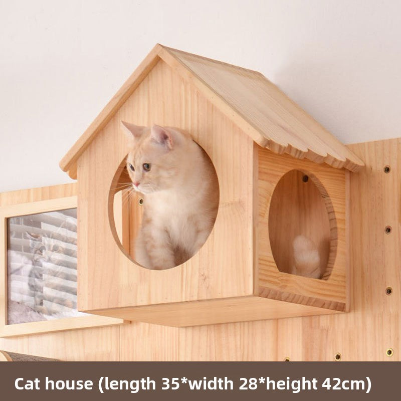 Modular Wall-Mounted Cat Climbing Tree with Perch