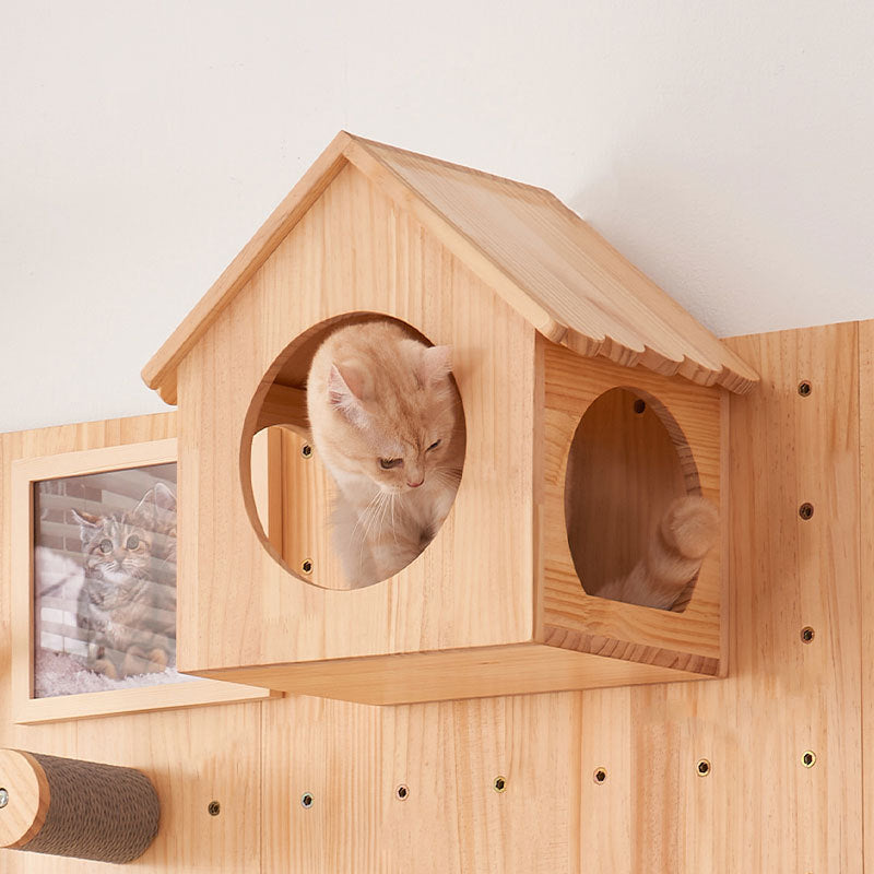 Modular Wall-Mounted Cat Climbing Tree with Perch