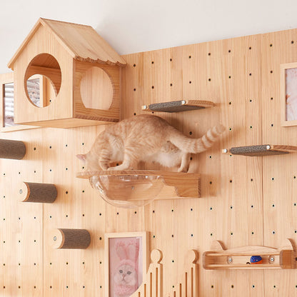 Modular Wall-Mounted Cat Climbing Tree with Perch