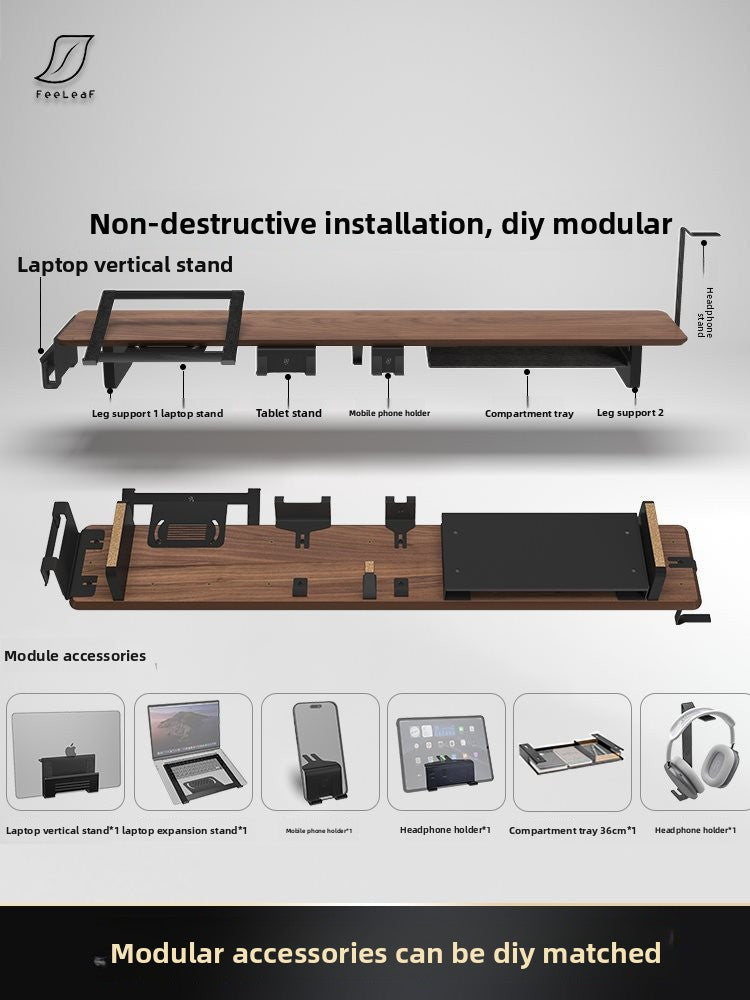 Modular Wood Monitor Stand Desktop Organizer with Accessories