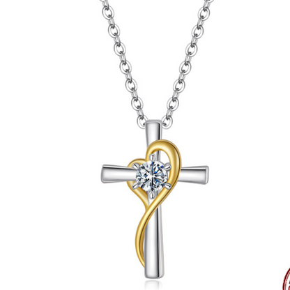 Moissanite Cross Pendant Necklace