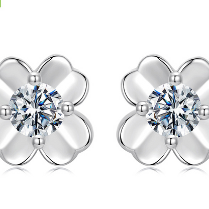 Moissanite Four-Leaf Clover Sterling Silver Jewelry
