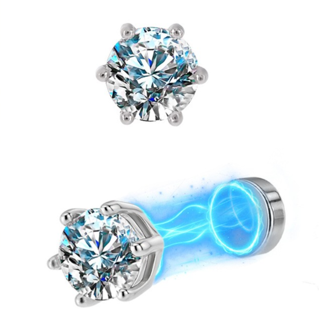 Moissanite Magnetic Ear Clip Sterling