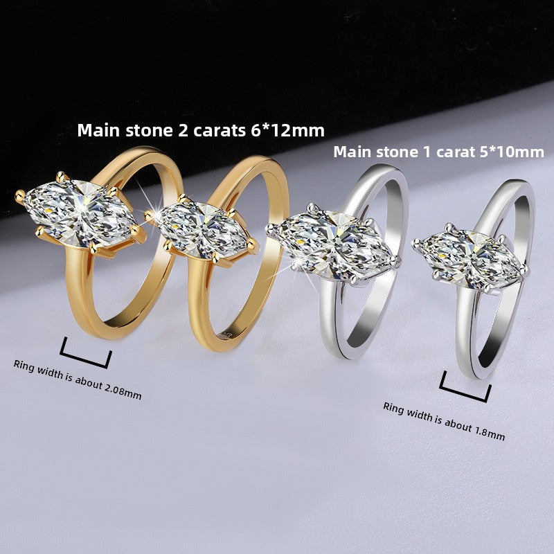 Moissanite Marquise Silver Ring for Women