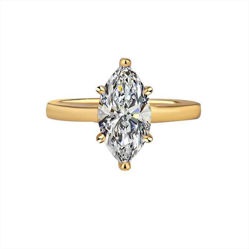 Moissanite Marquise Silver Ring for Women
