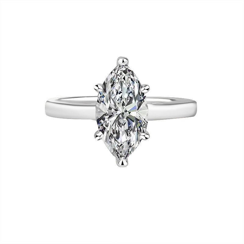 Moissanite Marquise Silver Ring for Women