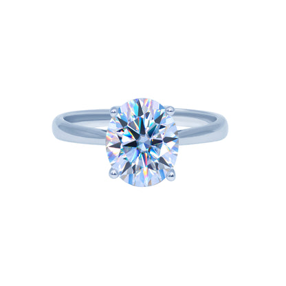 Moissanite Oval Ring Sterling Silver Plated