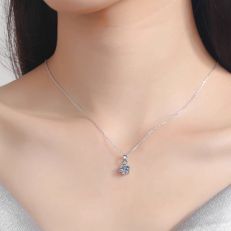 Moissanite silver necklace