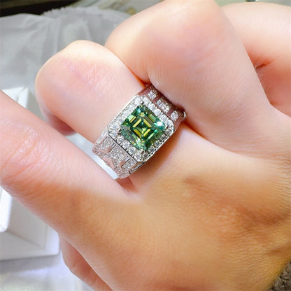 Moissanite Silver Plated Mens Ring