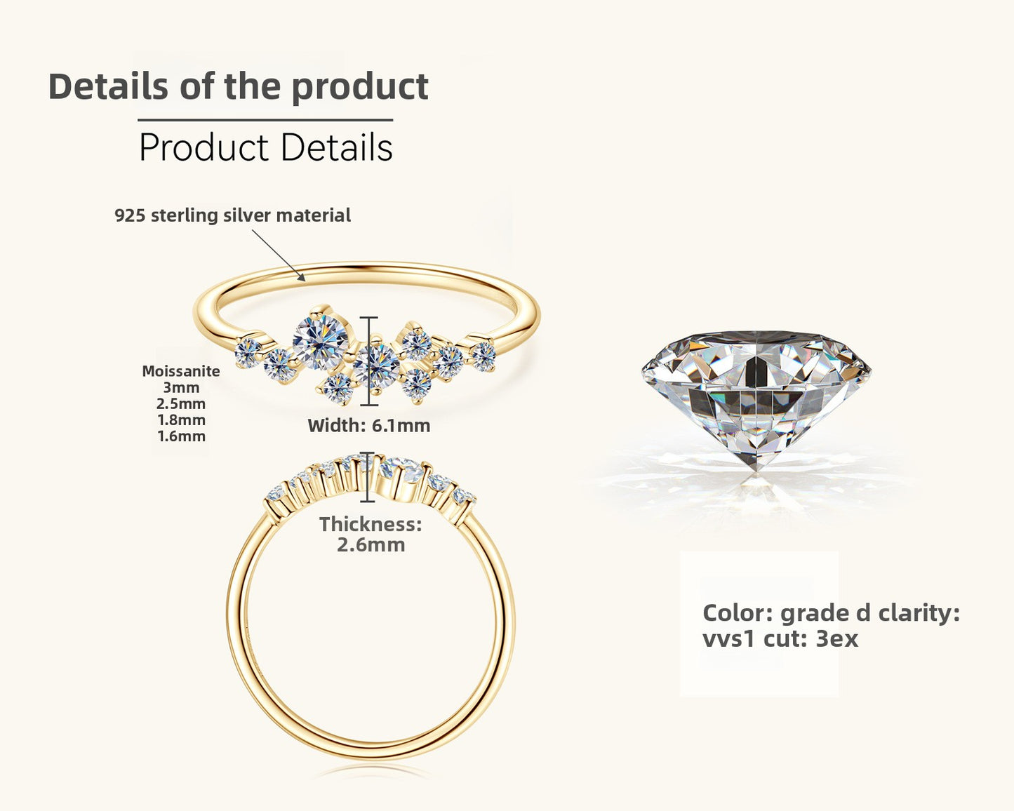 Moissanite Silver Ring