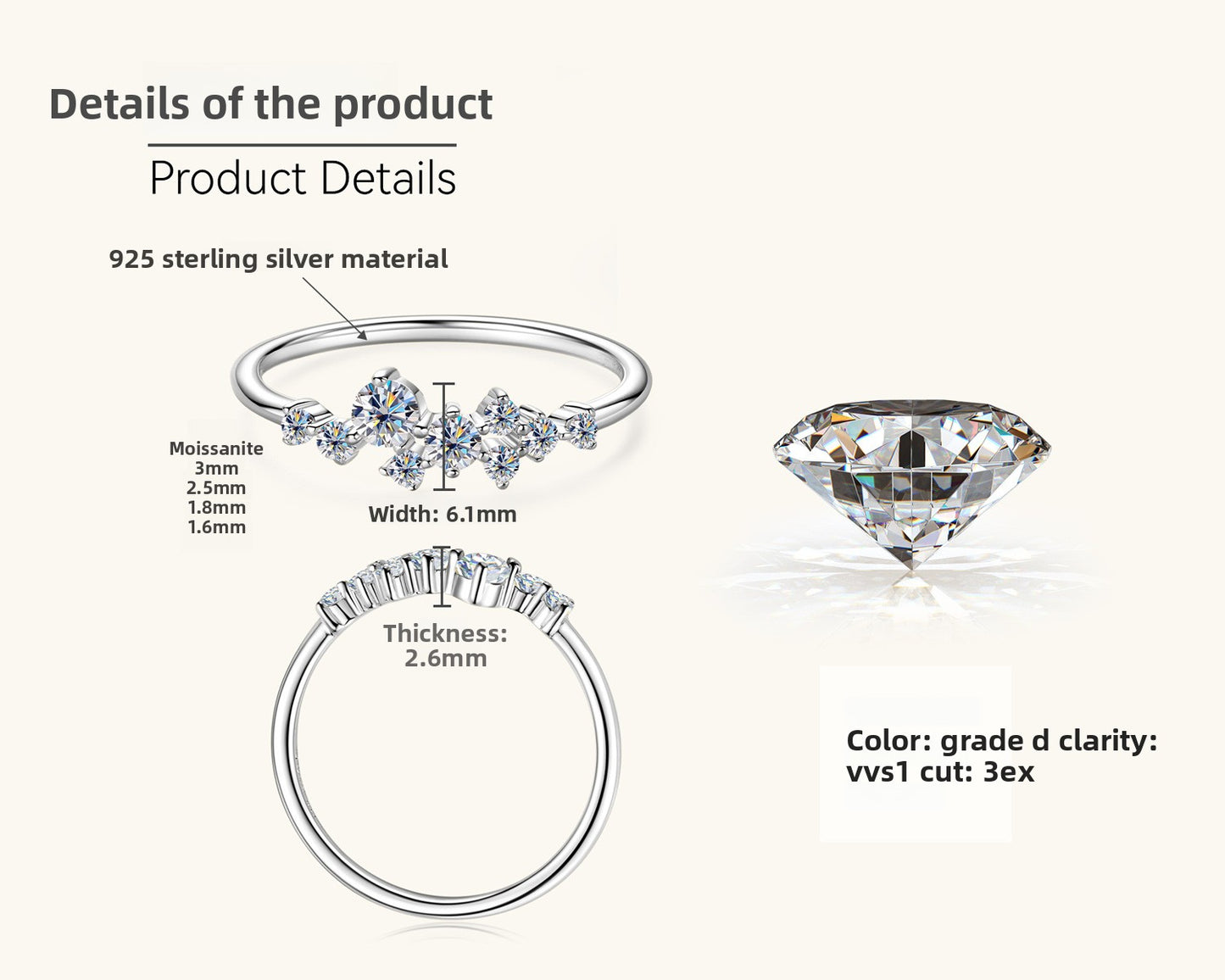 Moissanite Silver Ring