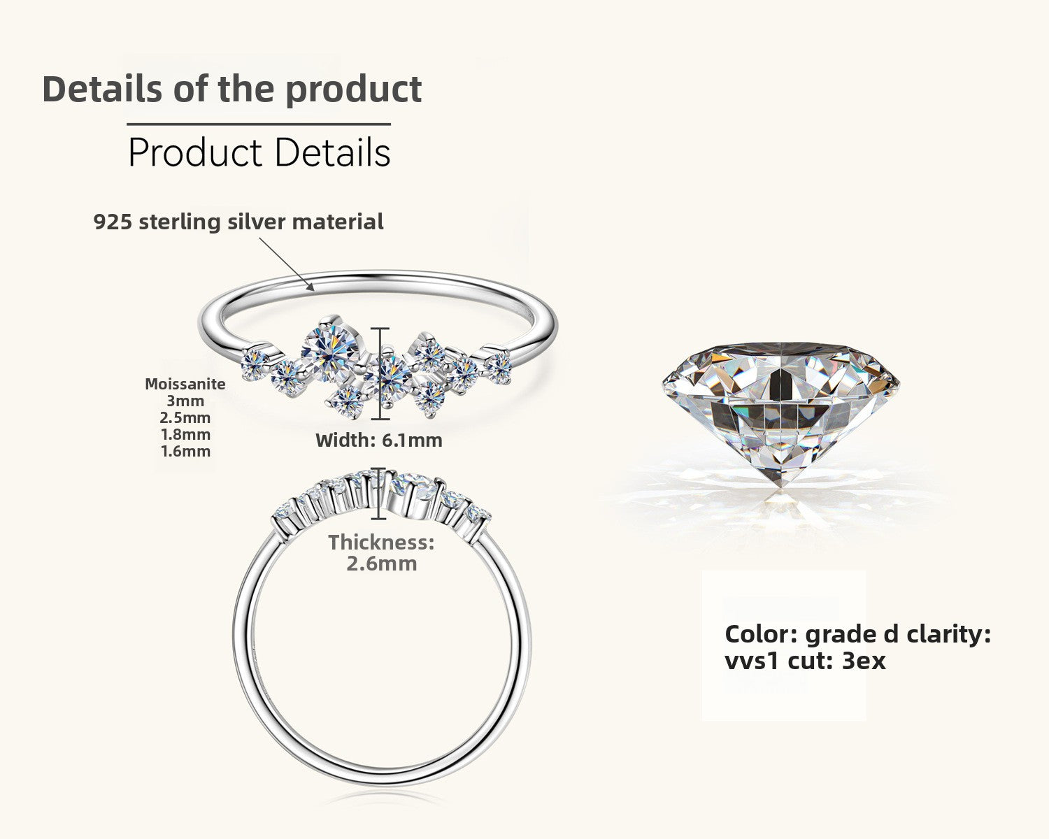 Moissanite Silver Ring