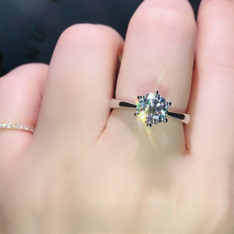 Moissanite Simulation Adjustable Ring