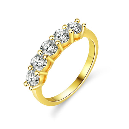 Moissanite Star Design Sterling Silver Ring