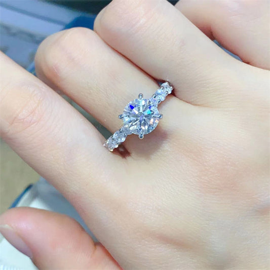 Moissanite sterling silver diamond ring