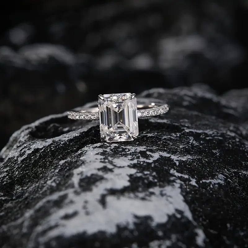 Moissanite sterling silver ring