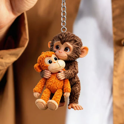 Monkey Hugging Acrylic Keychain