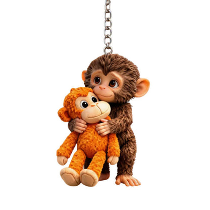Monkey Hugging Acrylic Keychain