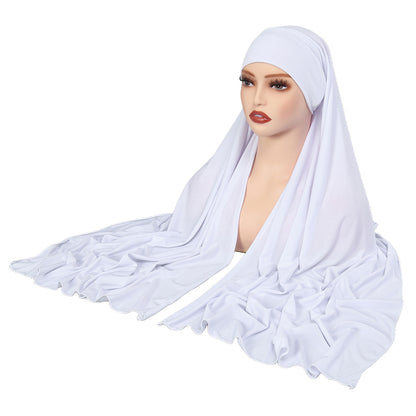 Monochrome pullover cap, crystal linen single cross scarf cap