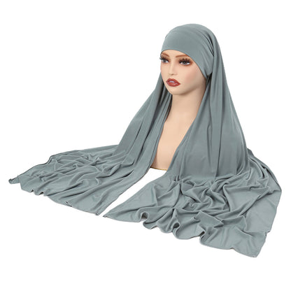 Monochrome pullover cap, crystal linen single cross scarf cap