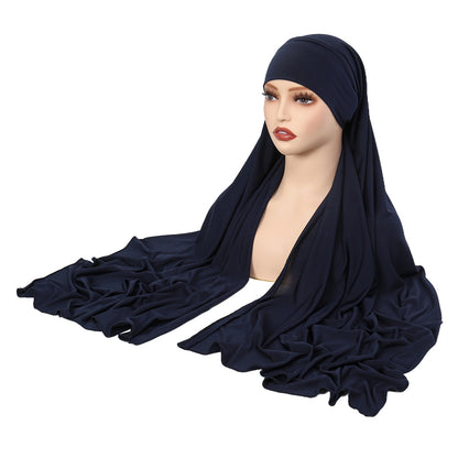 Monochrome pullover cap, crystal linen single cross scarf cap