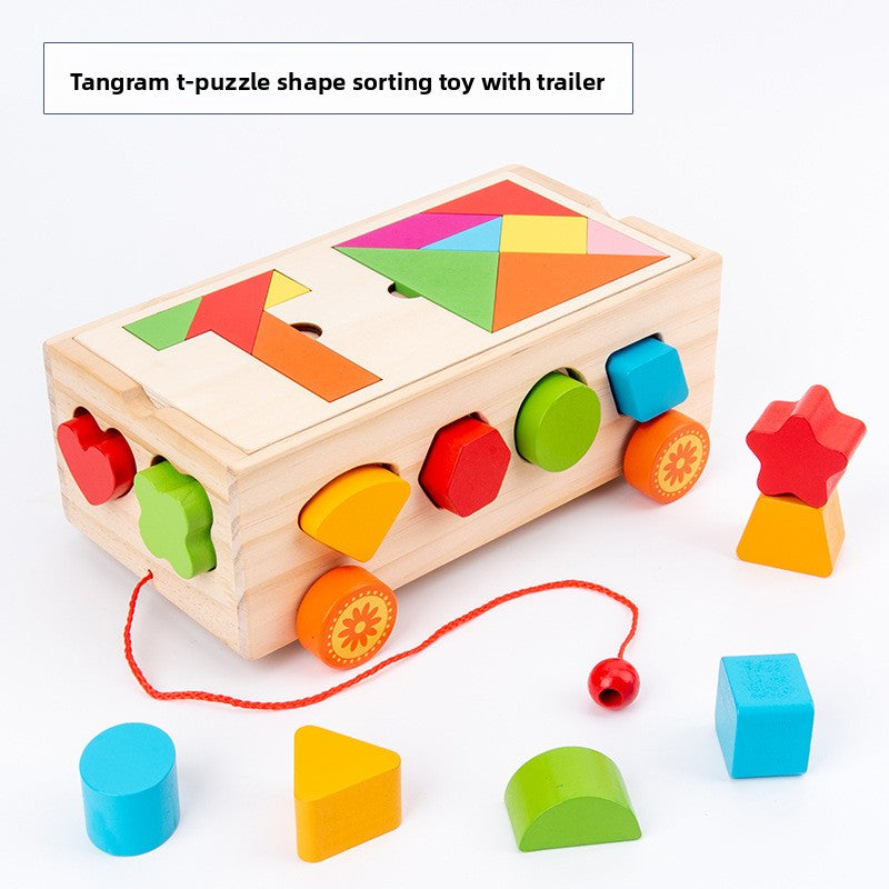 Montessori Educational Shape Sorting Toy Trailer