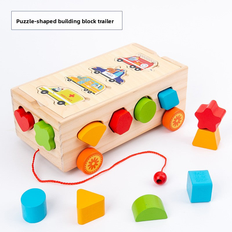 Montessori Educational Shape Sorting Toy Trailer