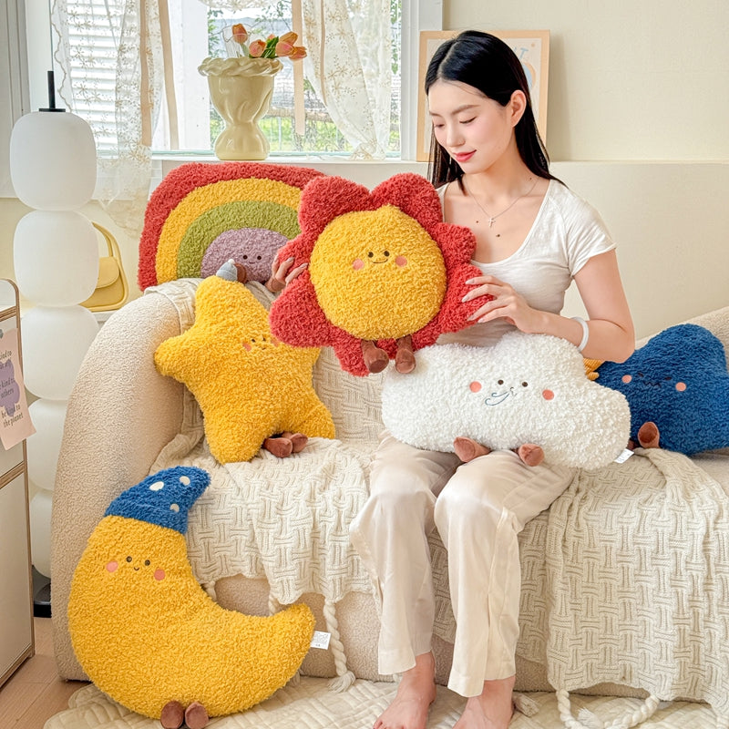 Moon and Stars Plush Throw Pillow