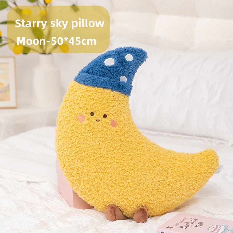 Moon and Stars Plush Throw Pillow