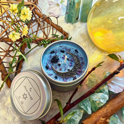 Moon Phase Herbal Scented Candle in Crystal Jar