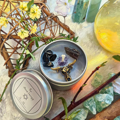 Moon Phase Herbal Scented Candle in Crystal Jar